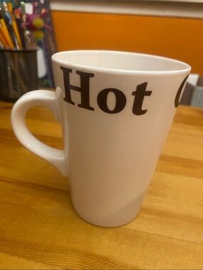 White Ceramic Mug with Hot Chocolate Text